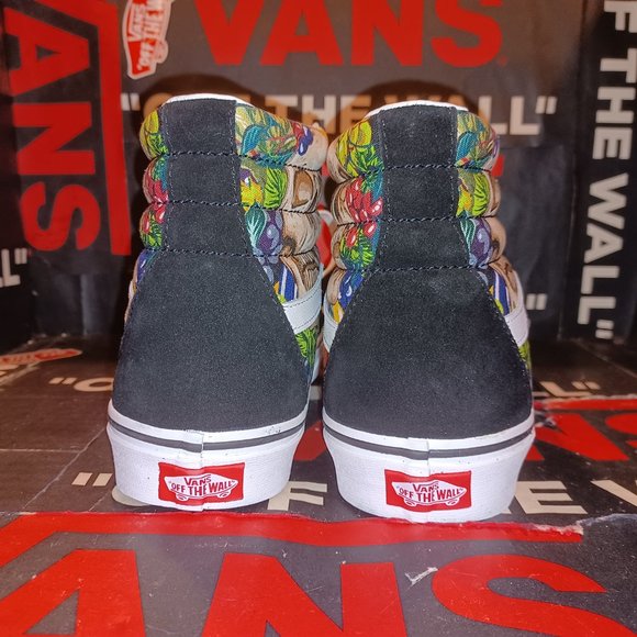 Vans Men's 8.5/Women's 10 Fruit Skull Sk8-Hi Sneakers Black/White VN0005U9BA2 - Picture 10 of 13